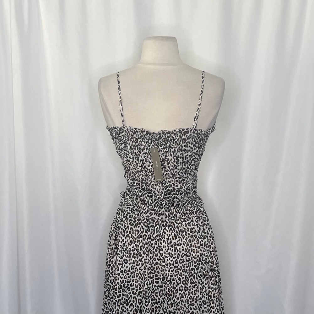 NWT!! J. CREW Smocked Maxi Dress Leopard Print Animal Ruffled Cotton Voile Small - Picture 10 of 15